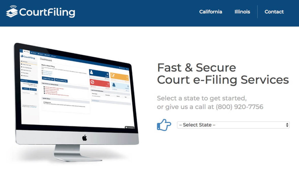 CourtFiling.net home page screenshot