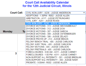 Court Call Availability Calendar